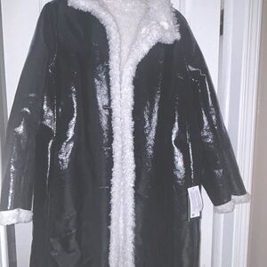 Kate Spade reversible faux patent shearling coat. XS